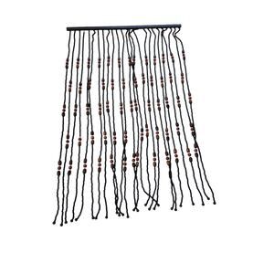 Beaded Wood Curtain 33” W Vintage Door Way Entry Black/Tan Hanging Hippie Boho